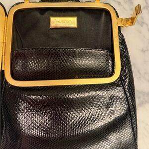 Vintage Judith Leiber Black Textured Crossbody Bag. Cute little bow